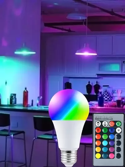 1pc Multicolor Led Light Bulb With Remote Control
