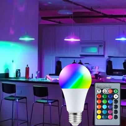 1pc Multicolor Led Light Bulb With Remote Control