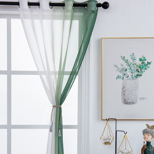 

Gradient Color Single Panel Curtain, Green
