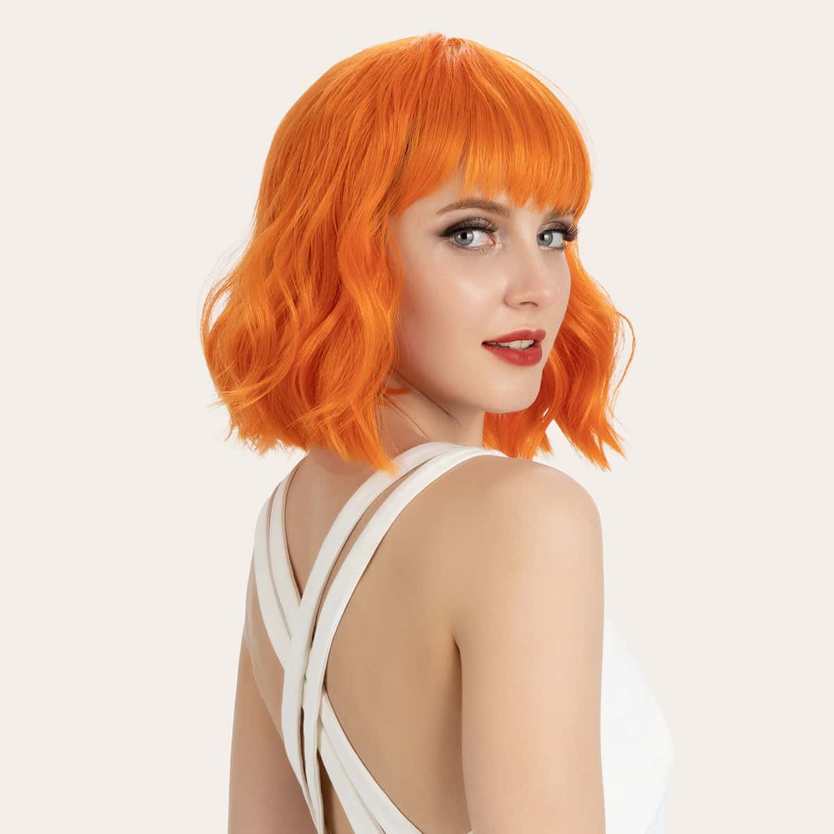 

Natural Short Wig With Bangs, Orange