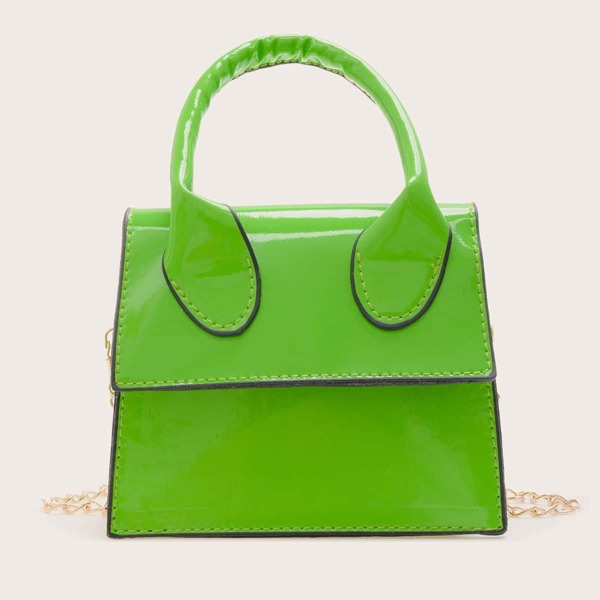 

Mini Flap Chain Satchel Bag, Green