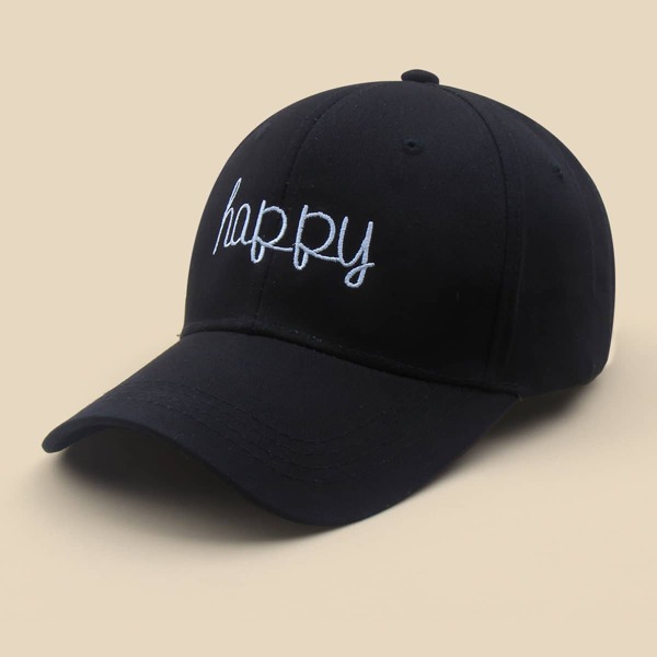 

Letter Embroidery Baseball Cap, Black