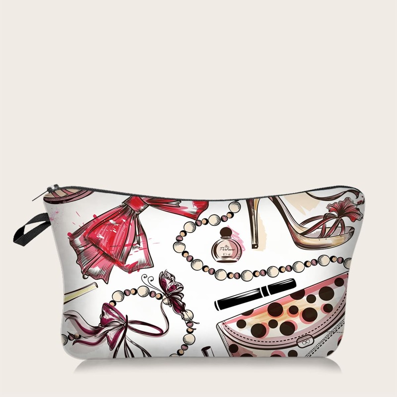 

Bow Pattern Makeup Bag, Red