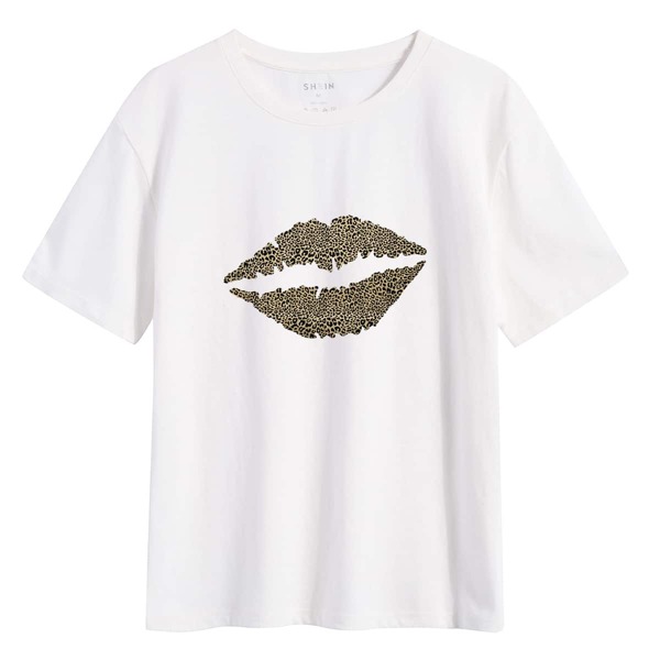 

Cheetah Lips Print Tee, White