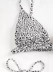 SHEIN Swim Summer Beach Dalmatian Micro Triangle Tie Side Bikini Set - Black and White - View 6