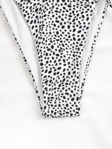 SHEIN Swim Summer Beach Dalmatian Micro Triangle Tie Side Bikini Set - Black and White - View 7