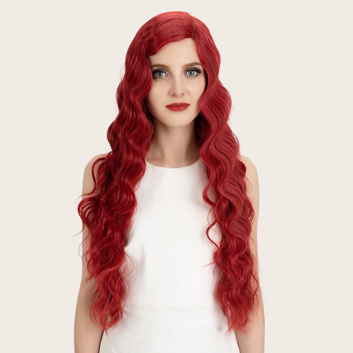 

Natural Long Curly Wig, Red