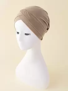素色圍裹帽 - 卡其色 - 查看 1