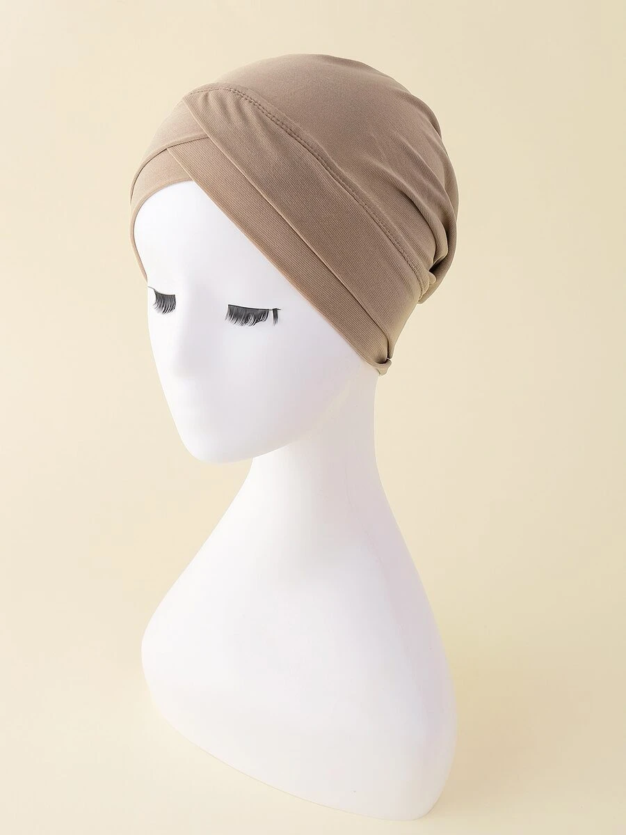 素色圍裹帽 - 卡其色 - 查看 1
