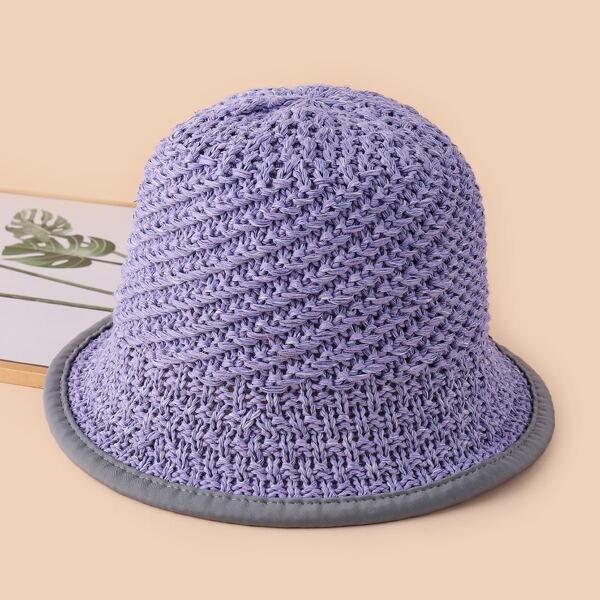

Braided Straw Bucket Hat, Purple