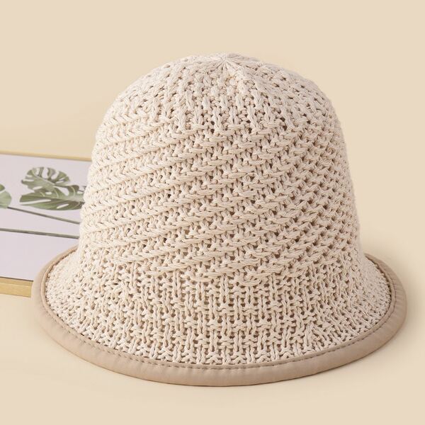 

Braided Straw Bucket Hat, Beige