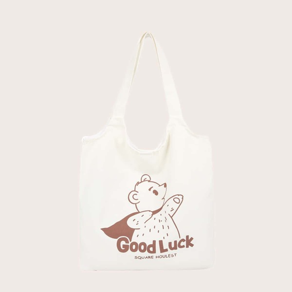 

Cartoon Graphic Shopper Bag, White