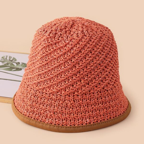 

Braided Straw Bucket Hat, Orange