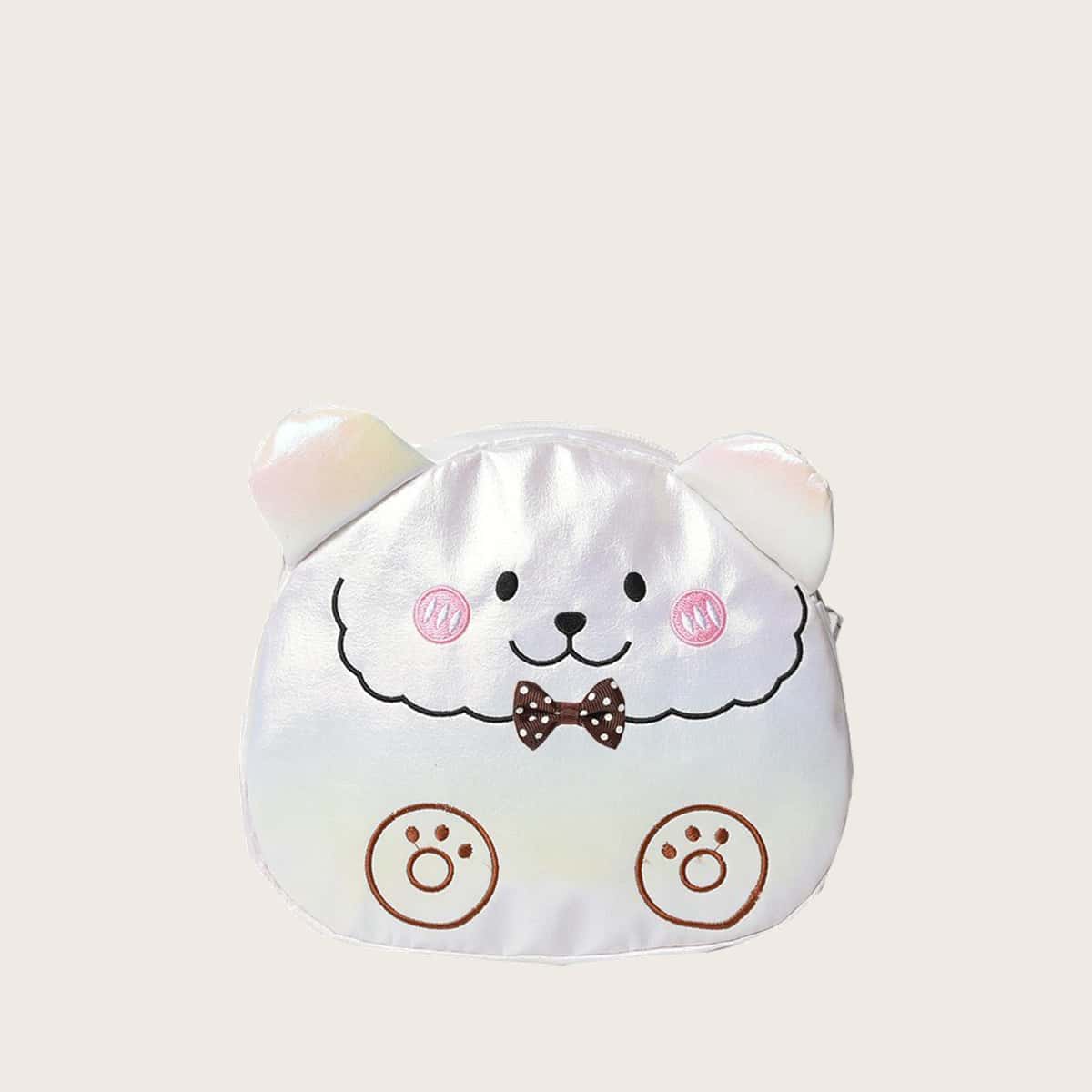 

Cartoon Bear Crossbody Bag, White