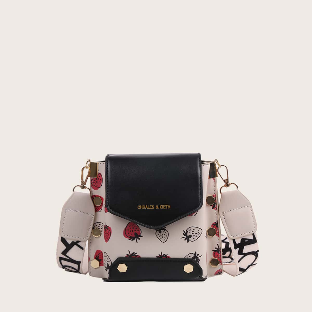 

Strawberry Crossbody Bag, Black