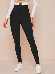 Mulvari 寬腰帶後十字交叉緊身褲 - 黑色 - 查看 2