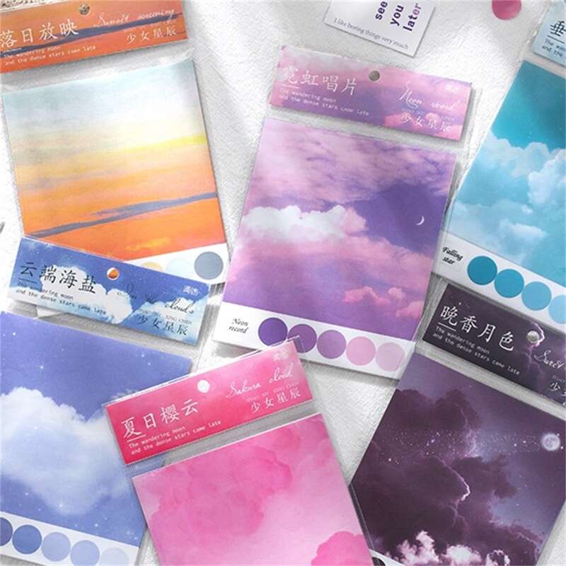 

10sheets Sky Print Random Sticker, Multicolor