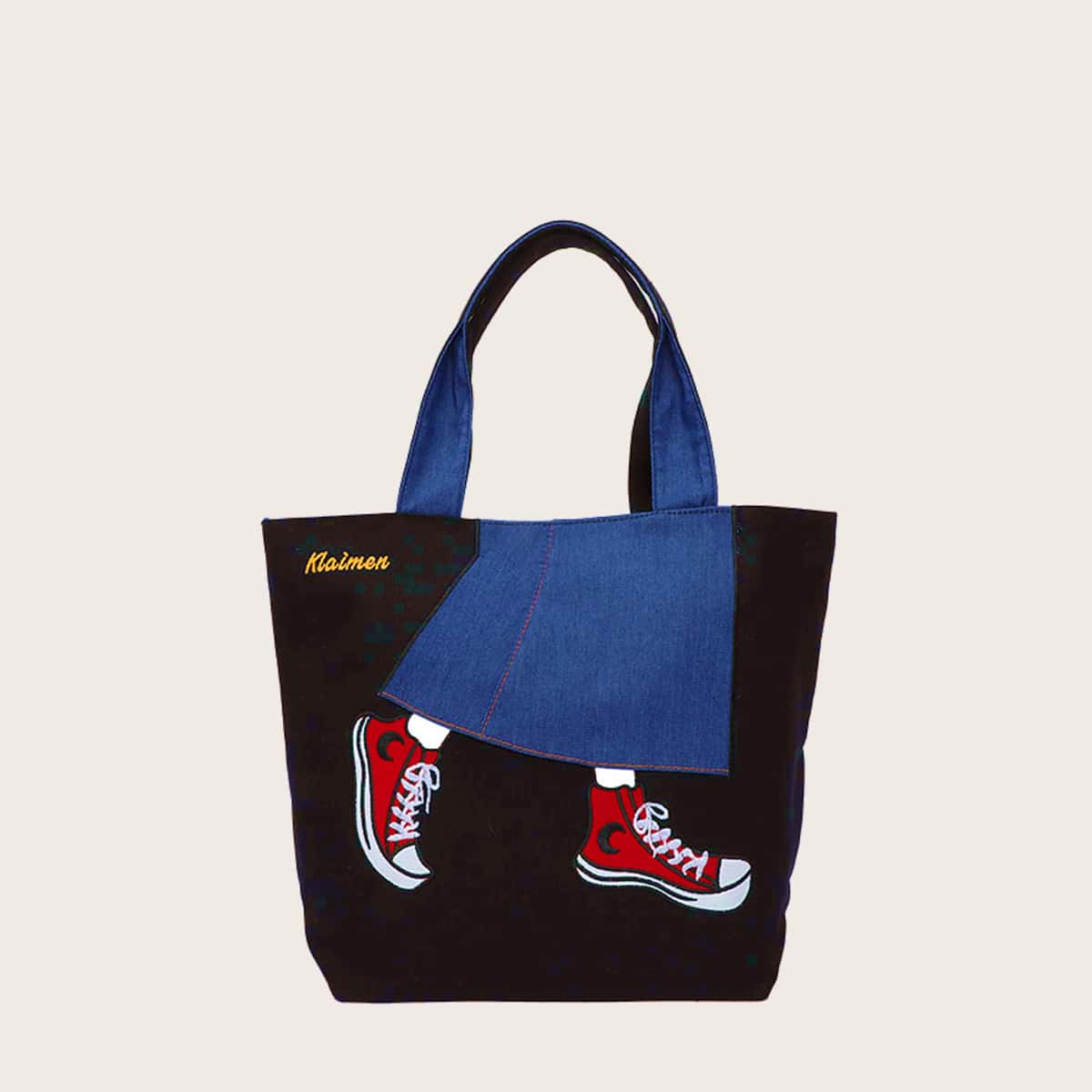 

Sneakers Pattern Canvas Tote Bag, Black