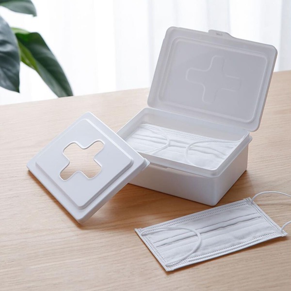 

1pc Multifunction Face Cover Storage Box, White