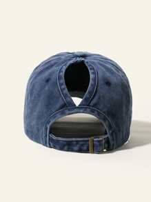 Plain Ponytail Baseball Cap - Navy Blue - View 4