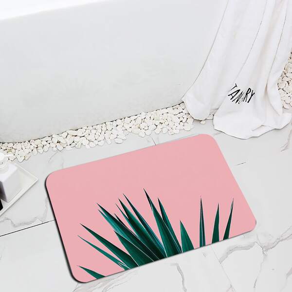 

Plant Print Anti-slip Mat, Pink