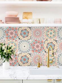 5pcs Abstract Flower Pattern Ceramic Tile Sticker - Multicolor - View 1