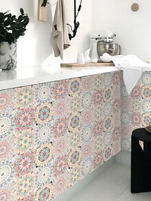 5pcs Abstract Flower Pattern Ceramic Tile Sticker - Multicolor - View 3