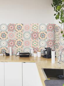 5pcs Abstract Flower Pattern Ceramic Tile Sticker - Multicolor - View 7