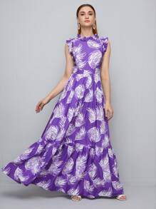 Mulvari Tropical Print Ruffle Trim Dress - Multicolor - View 3