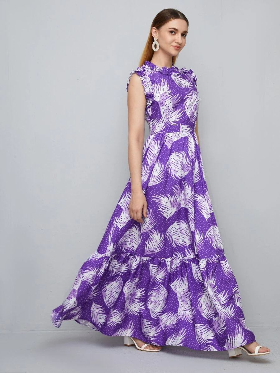 Mulvari Tropical Print Ruffle Trim Dress - Multicolor - View 1