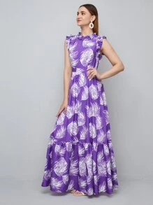 Mulvari Tropical Print Ruffle Trim Dress - Multicolor - View 4