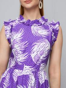 Mulvari Tropical Print Ruffle Trim Dress - Multicolor - View 5