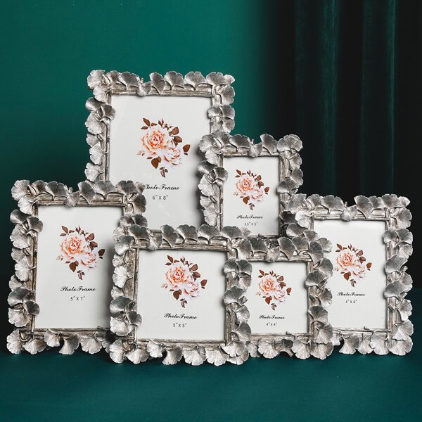 

1pc Ginkgo Biloba Design Photo Frame, Silver