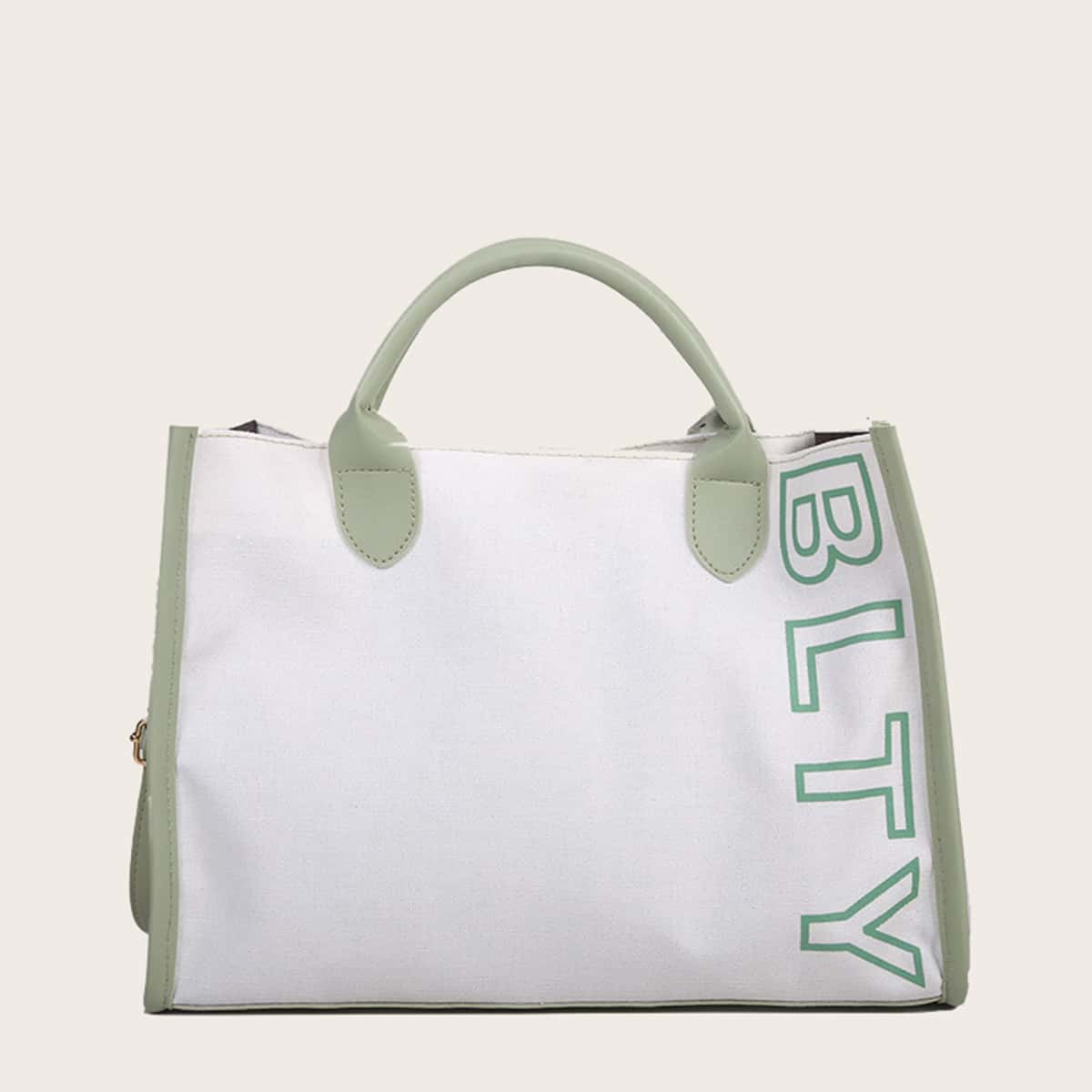 

Letter Graphic Canvas Tote Bag, White
