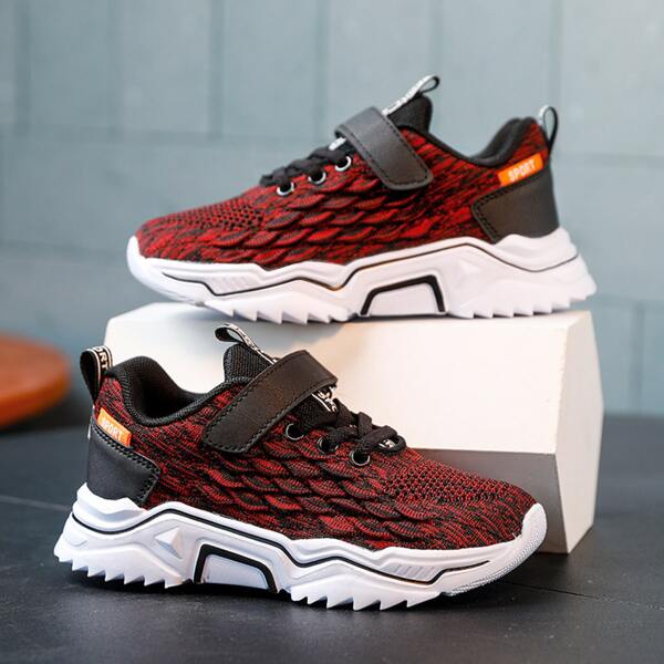 

Boys Fish Scale Design Velcro Strap Sneakers, Maroon