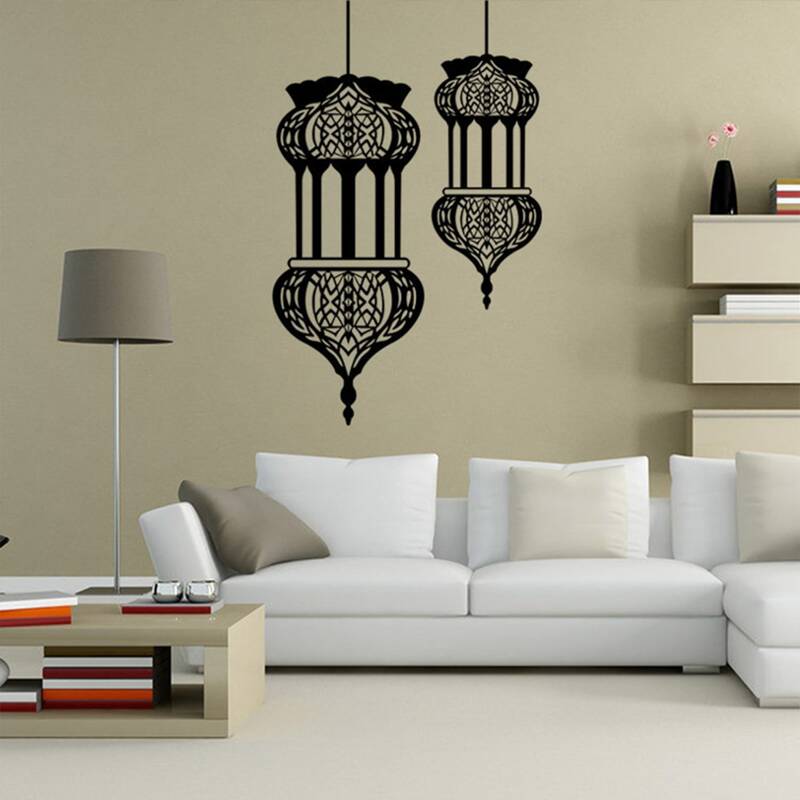 

Festival Lantern Print Wall Sticker, Black