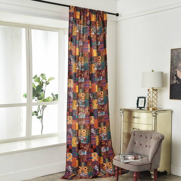 

Vintage Pattern Single Panel Curtain, Multicolor