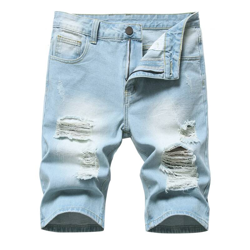 

Guys Ripped Denim Shorts, Light wash