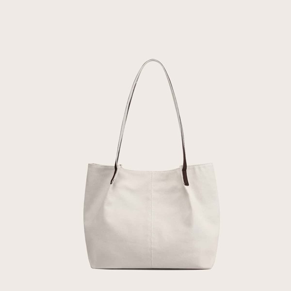 

Canvas Shoulder Tote Bag, Beige