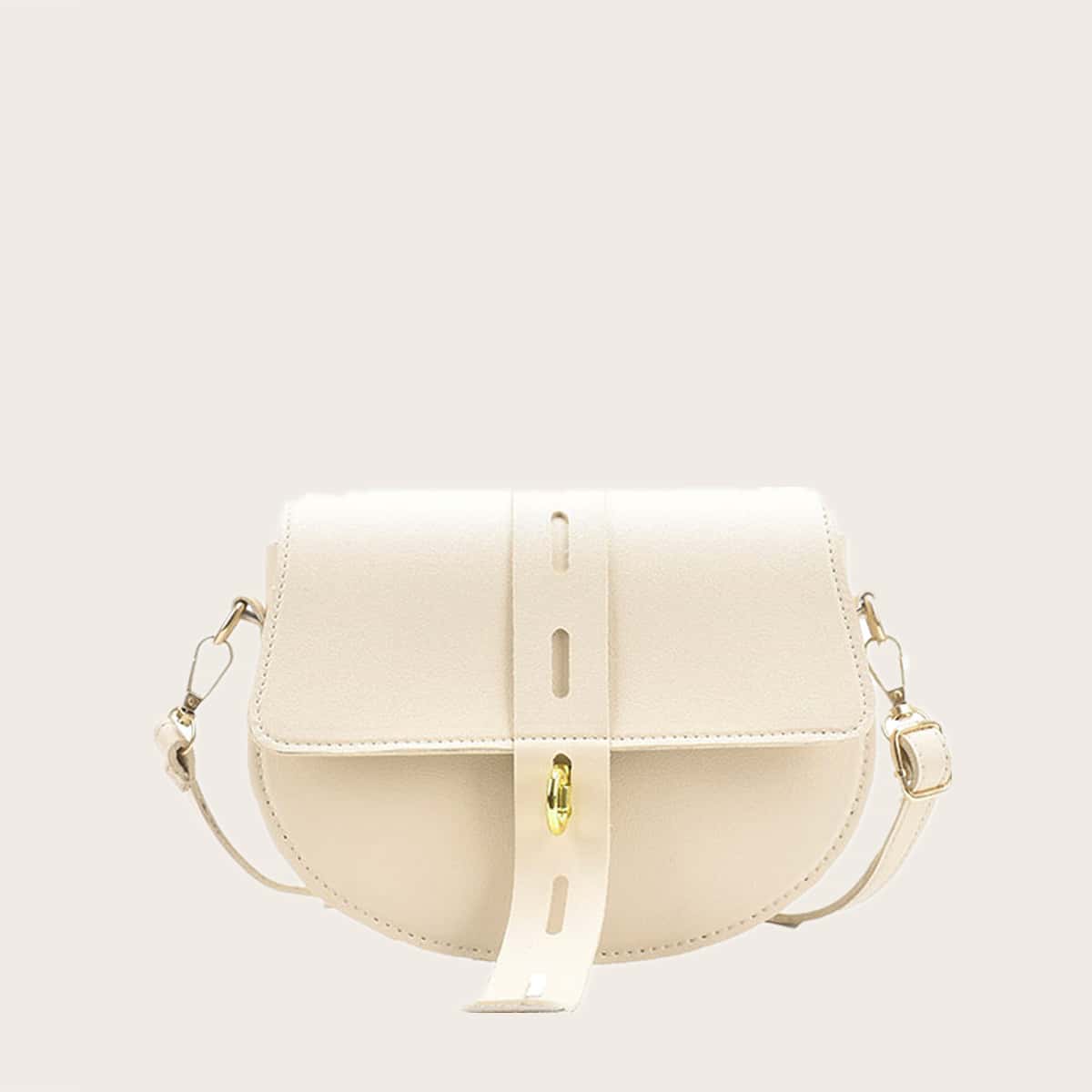 

Solid Saddle Bag, Beige