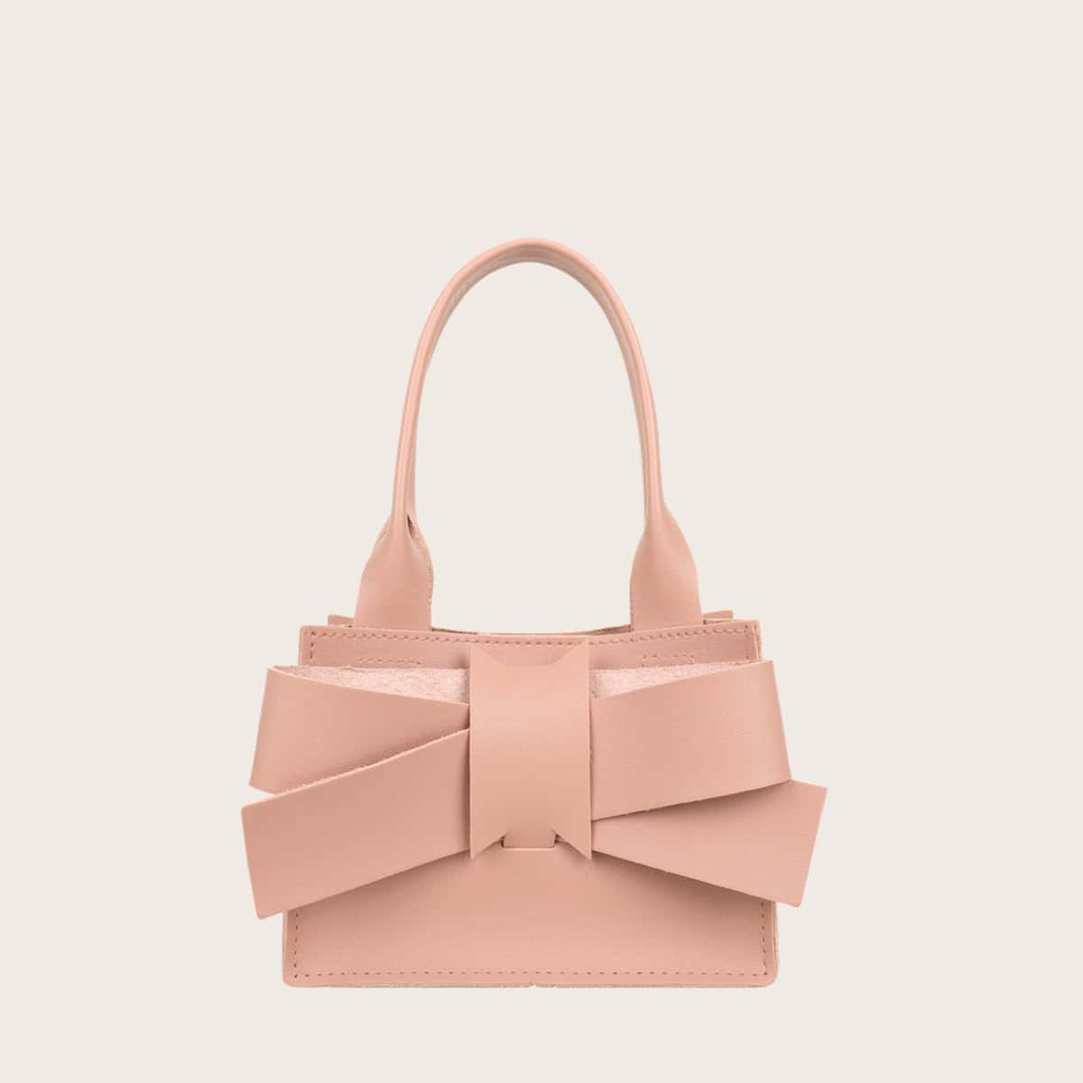 

Solid Bow Satchel Bag, Pink