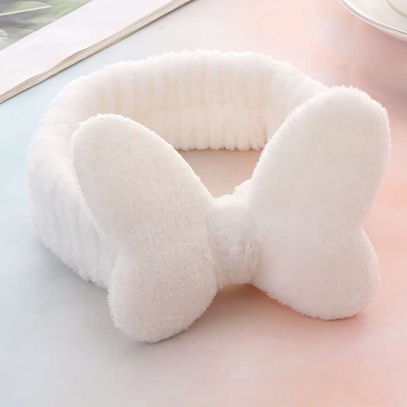 

1pc Solid Butterfly Bath Headband, White