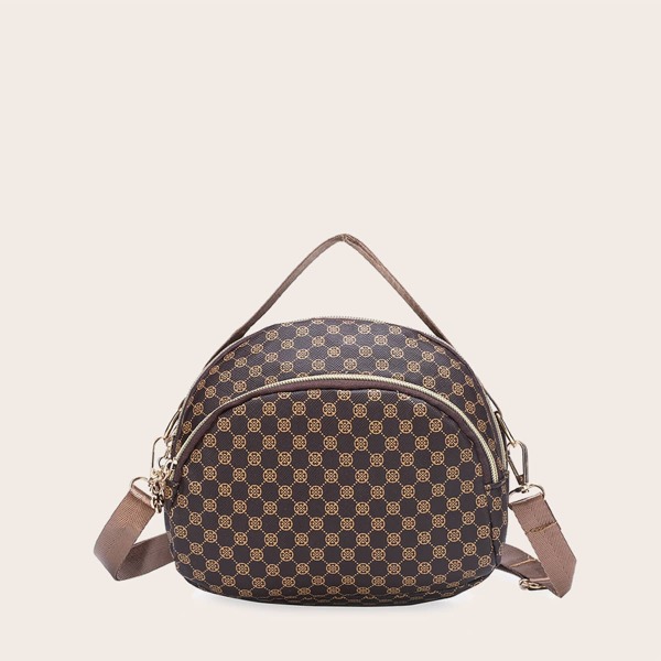 

Geometric Satchel Bag, Coffee brown