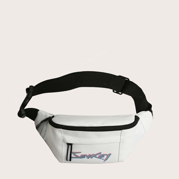 

Men Letter Graphic Fanny Pack, White