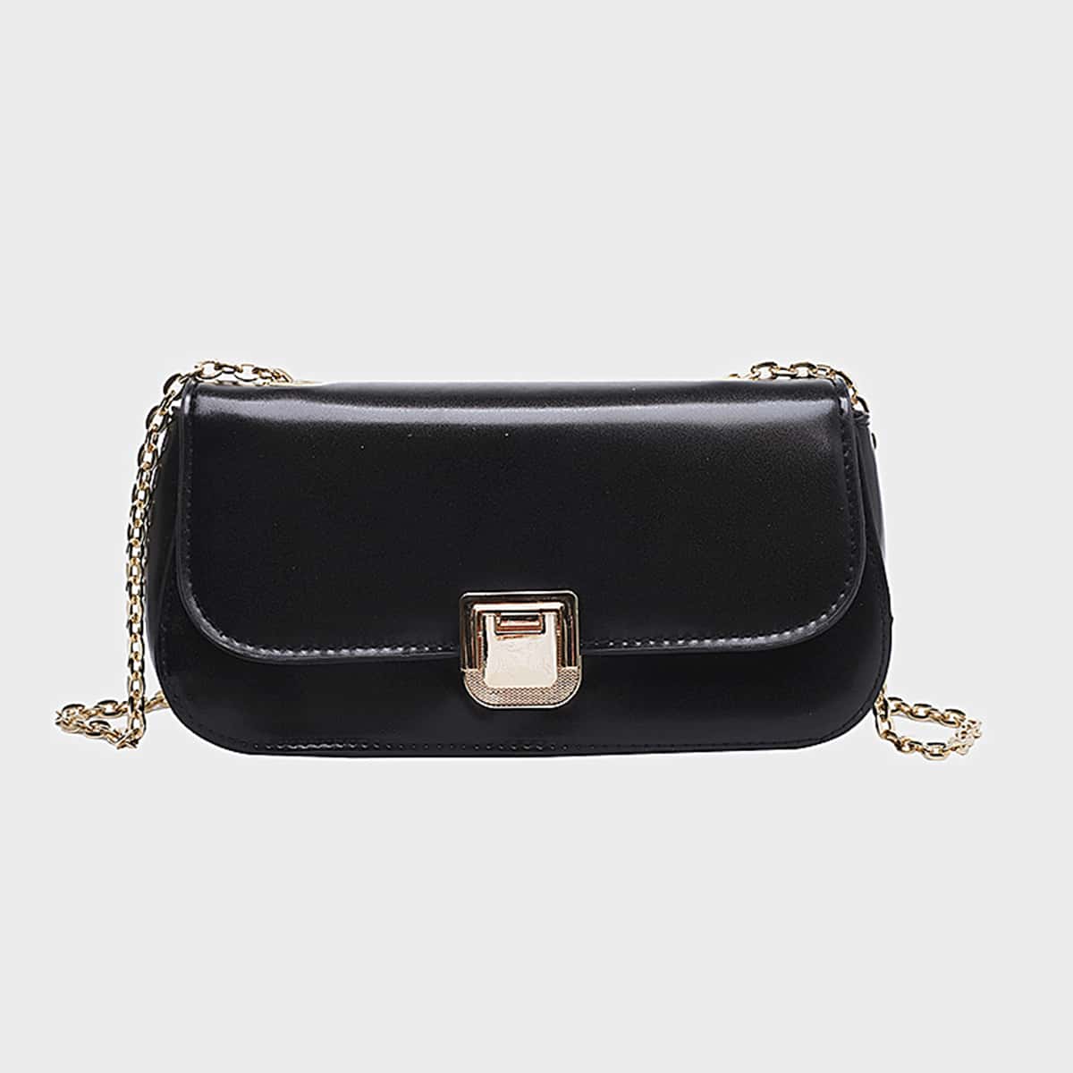 

Solid Chain Crossbody Bag, Black