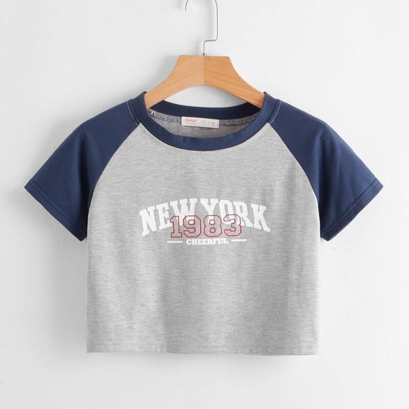 

Letter Colorblock Crop Tee, Multicolor