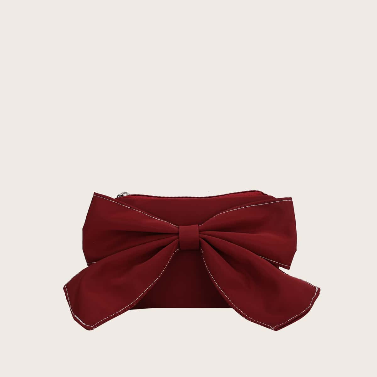 

Solid Bow Crossbody Bag, Burgundy