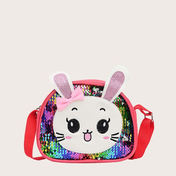 

Girls Cartoon Design Sequin Crossbody Bag, Red