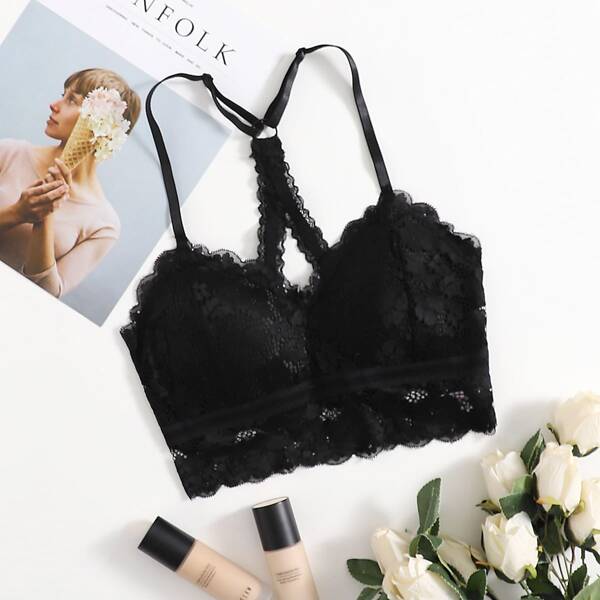 

Floral Lace Bralette, Black