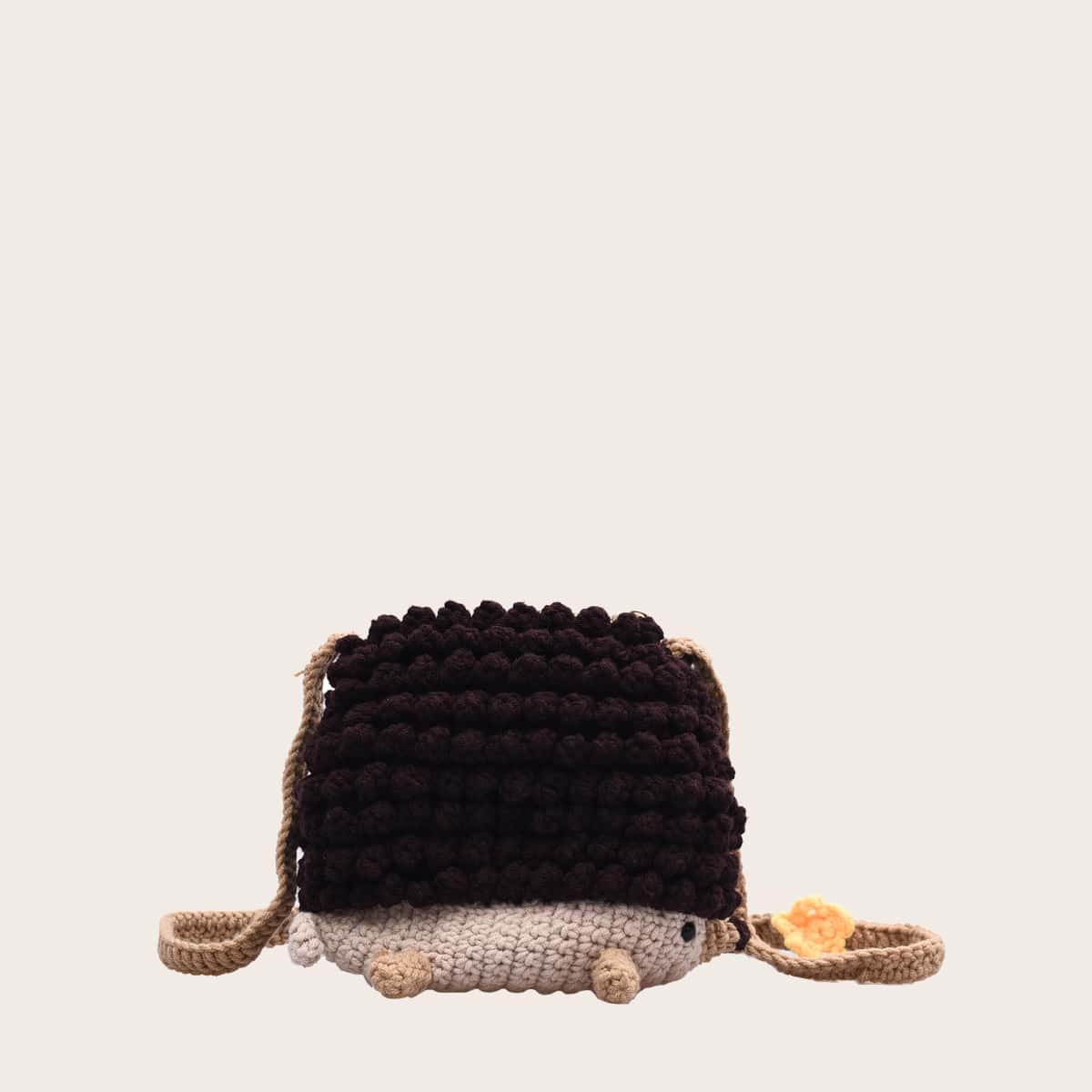 

Hedgehog Design Crochet Crossbody Bag, Coffee brown